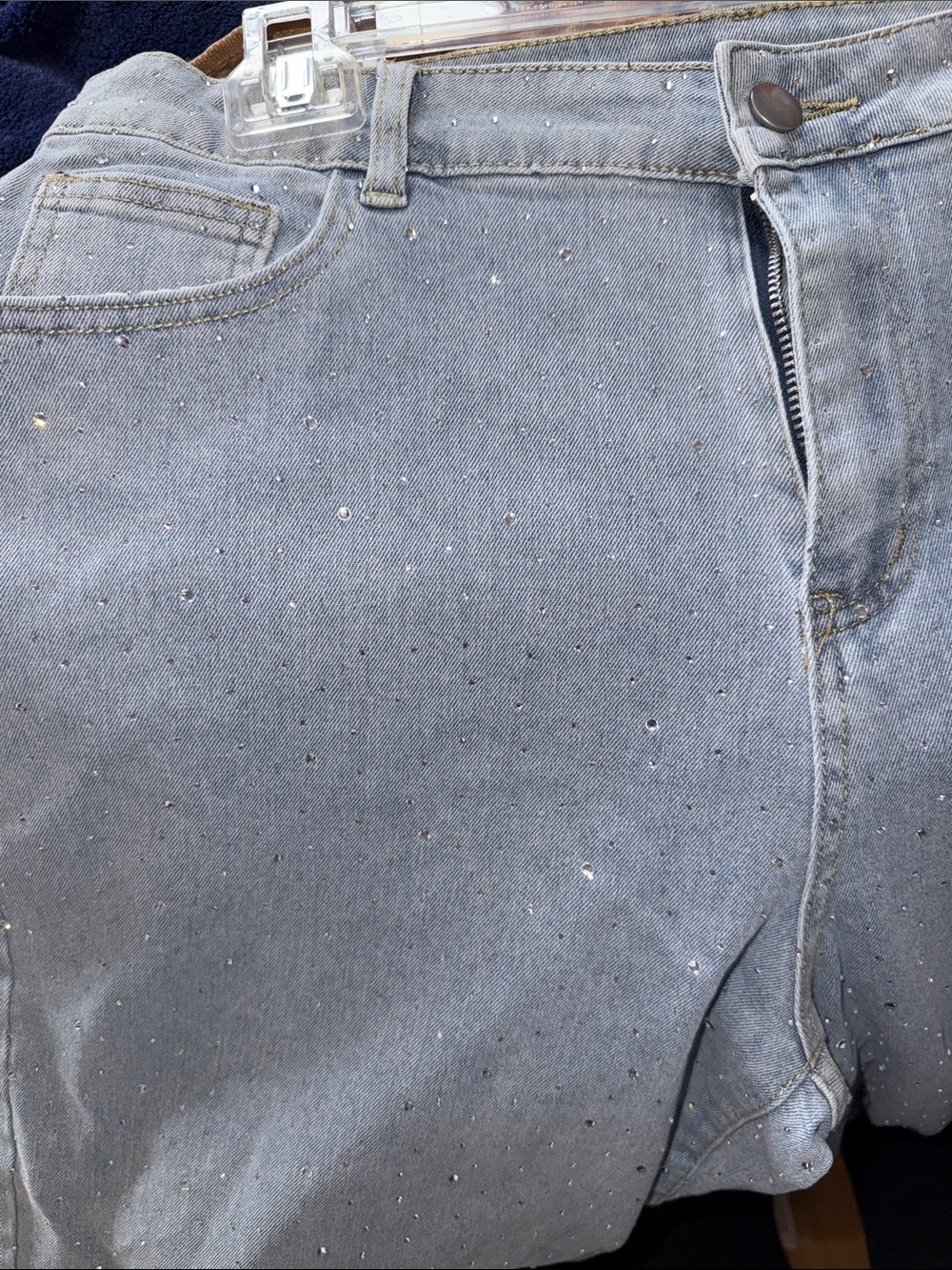 High Waisted Rhinestone Jeans - Picture 3 of 6